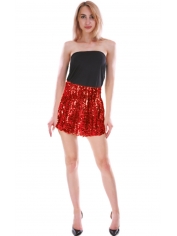 Sequin Skirt Red - Disco Party Costumes